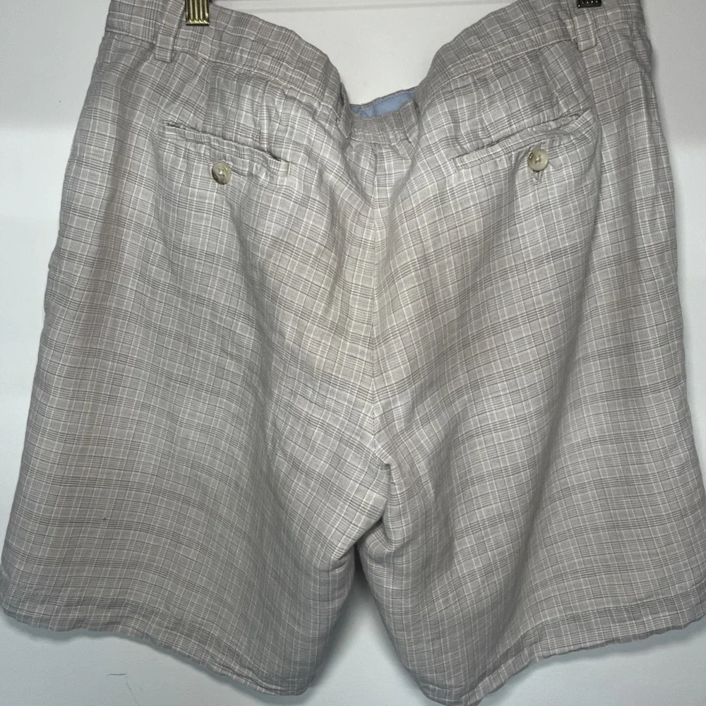 Banana‎ Republic Plaid Shorts Mens 36 Tan Beige Golf Casual Flat Front